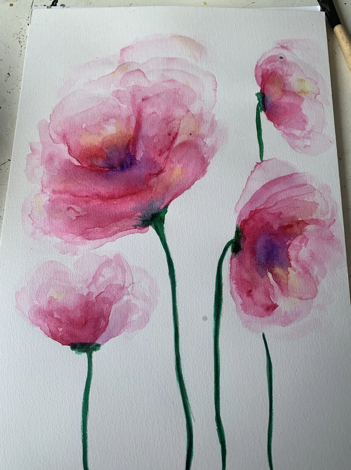 Akvarell Friends poppies av Ann-Sofie Stjernkvist