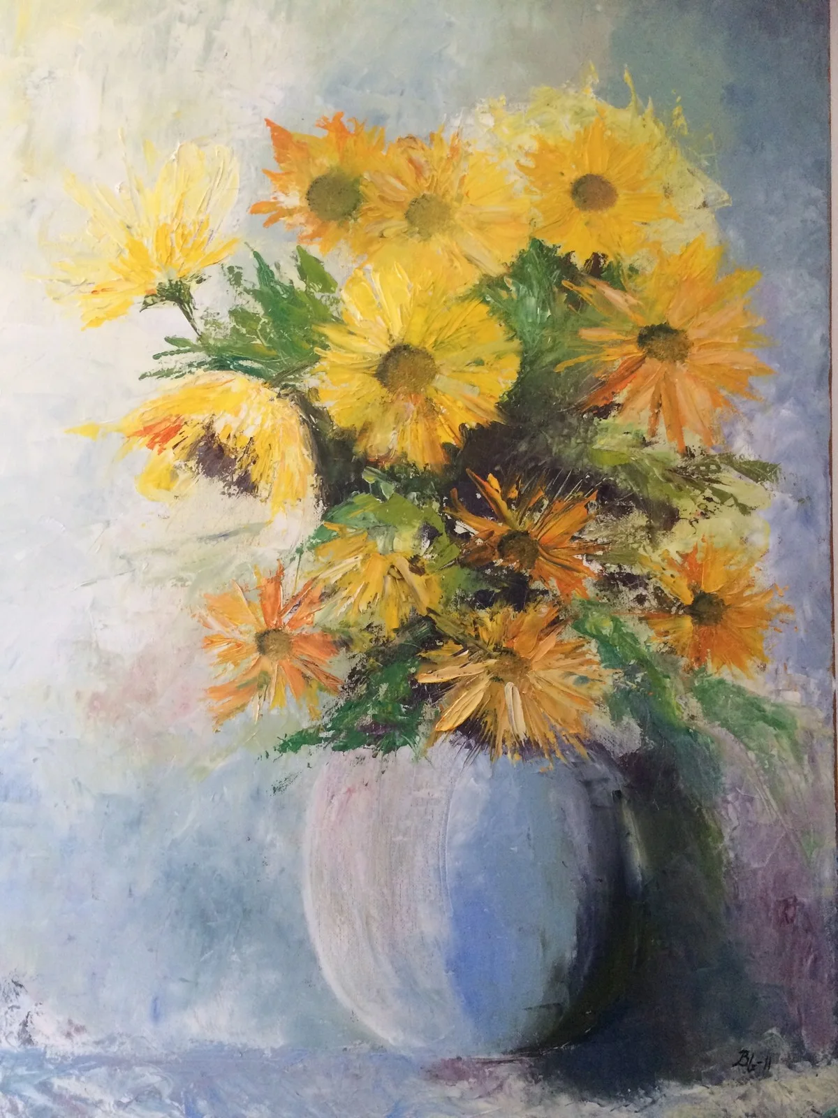 Oljemålning Sommarblommor av Birgitta Björkhammer