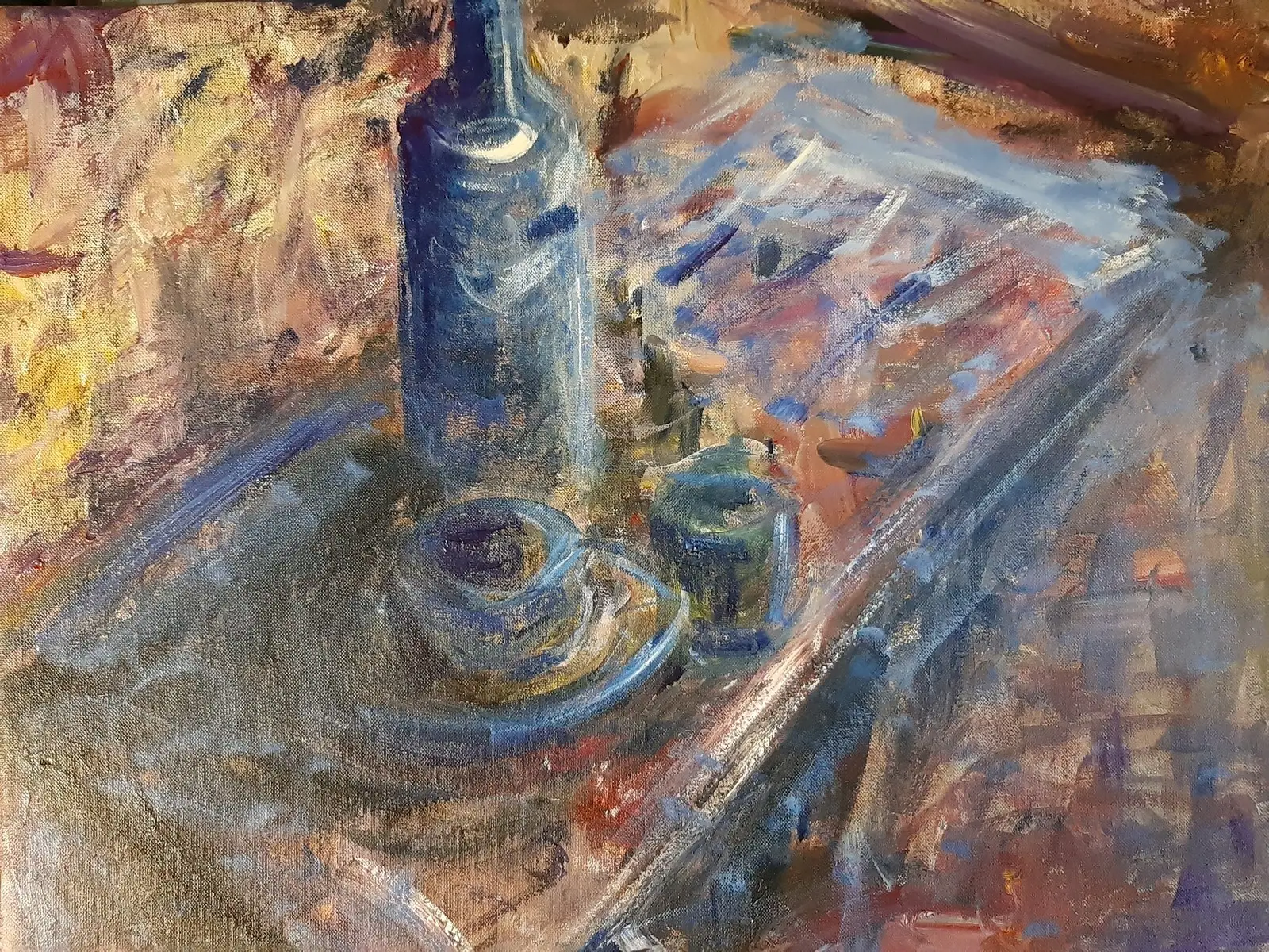 Oljemålning Table Blue av Anna-Mia Barwe