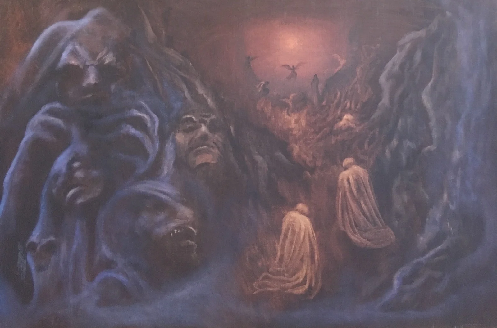 Oljemålning Heaven and hell av Maria Wigert
