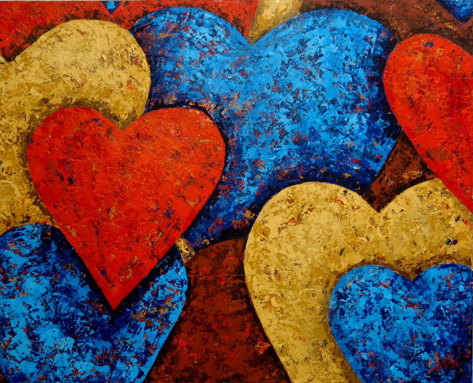 Akrylmålning Intensive Hearts av Paula Rindborg