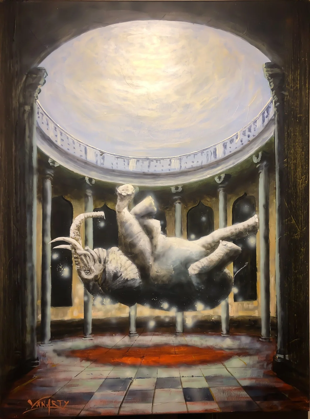 Akrylmålning Elefanten i rummet av Van Arty