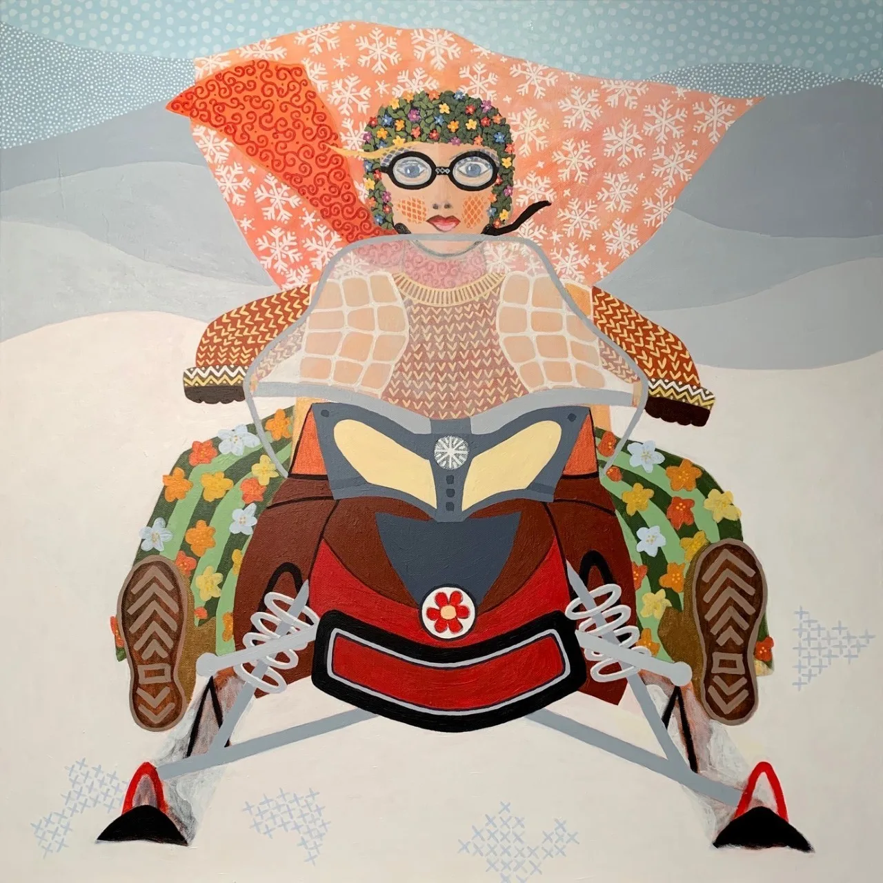 Akrylmålning Skotertur 1 av Berit Norrbelius Lindberg