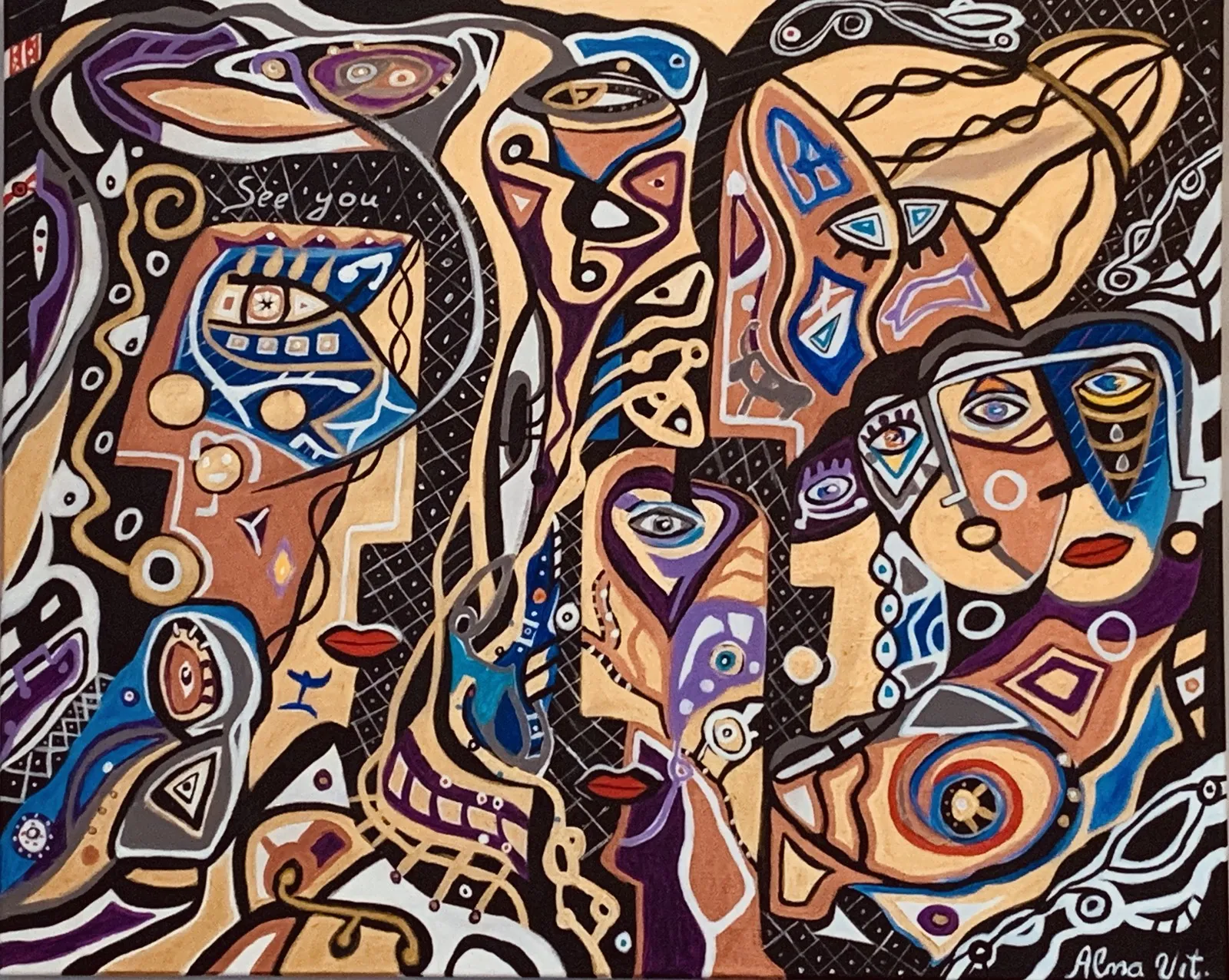 Akrylmålning See You av Alma Vit