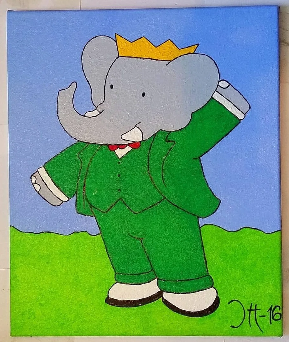 Oljemålning Babar av Joanna Håkansson