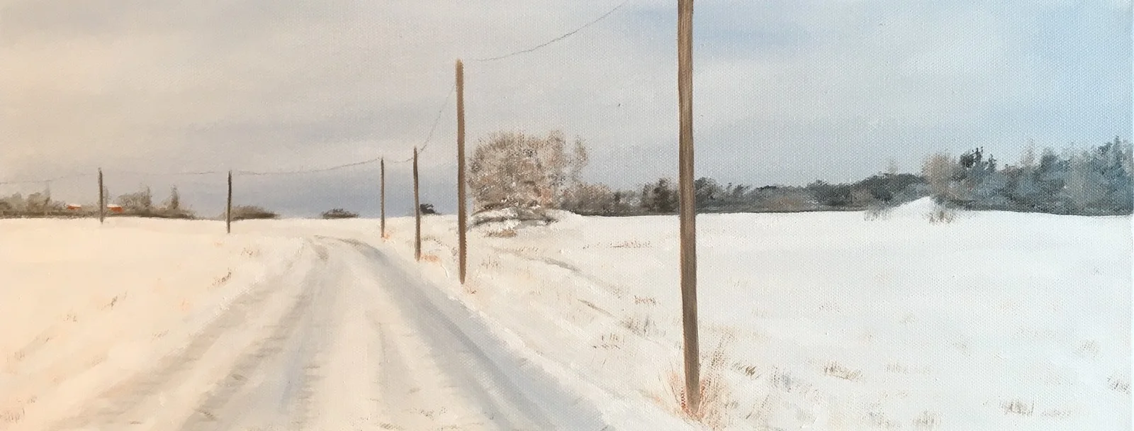 Oljemålning Vinterväg i Uppland av Eva Lundqvist