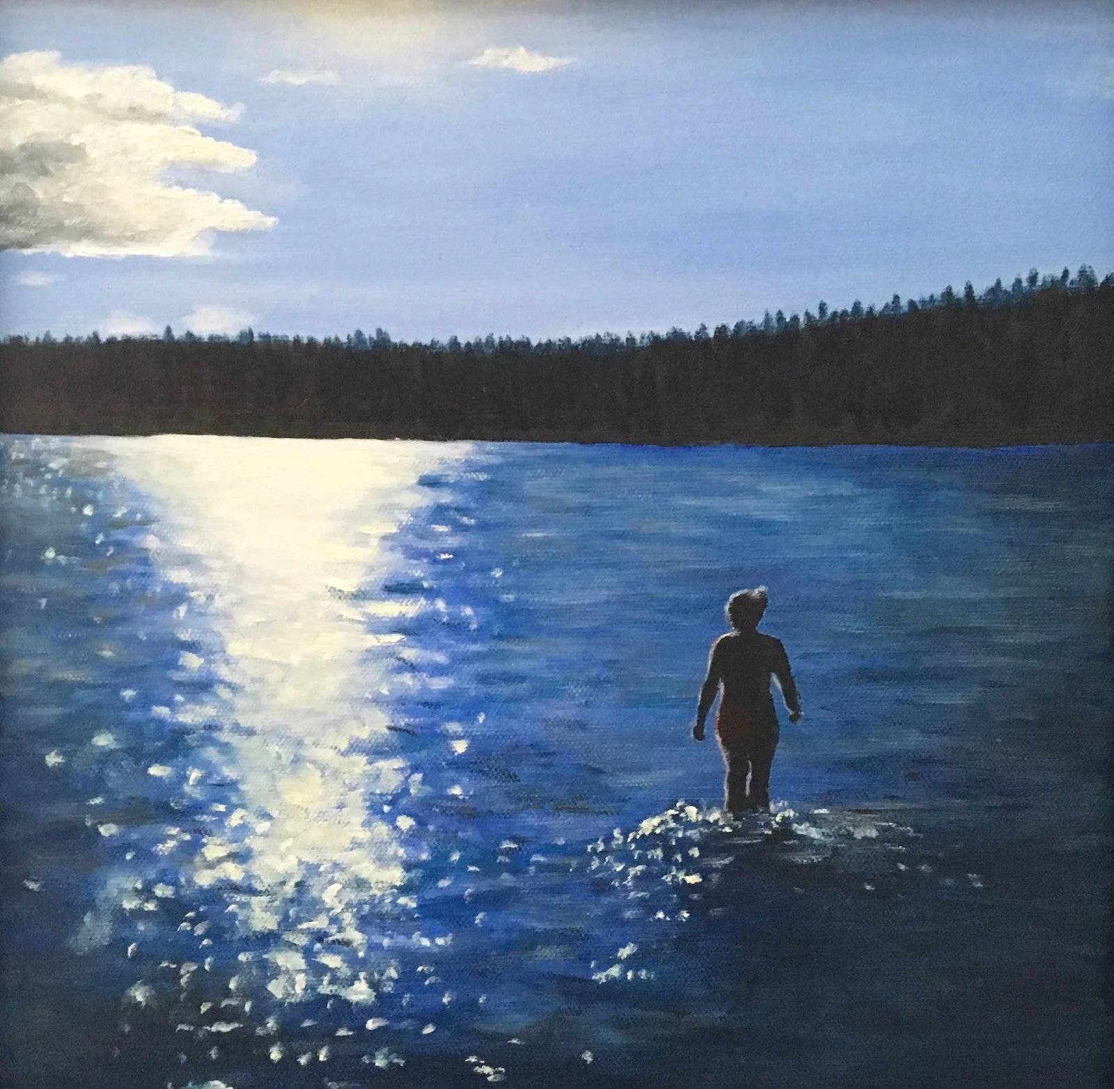 Oljemålning Vitsand, Tiveden av Eva Lundqvist