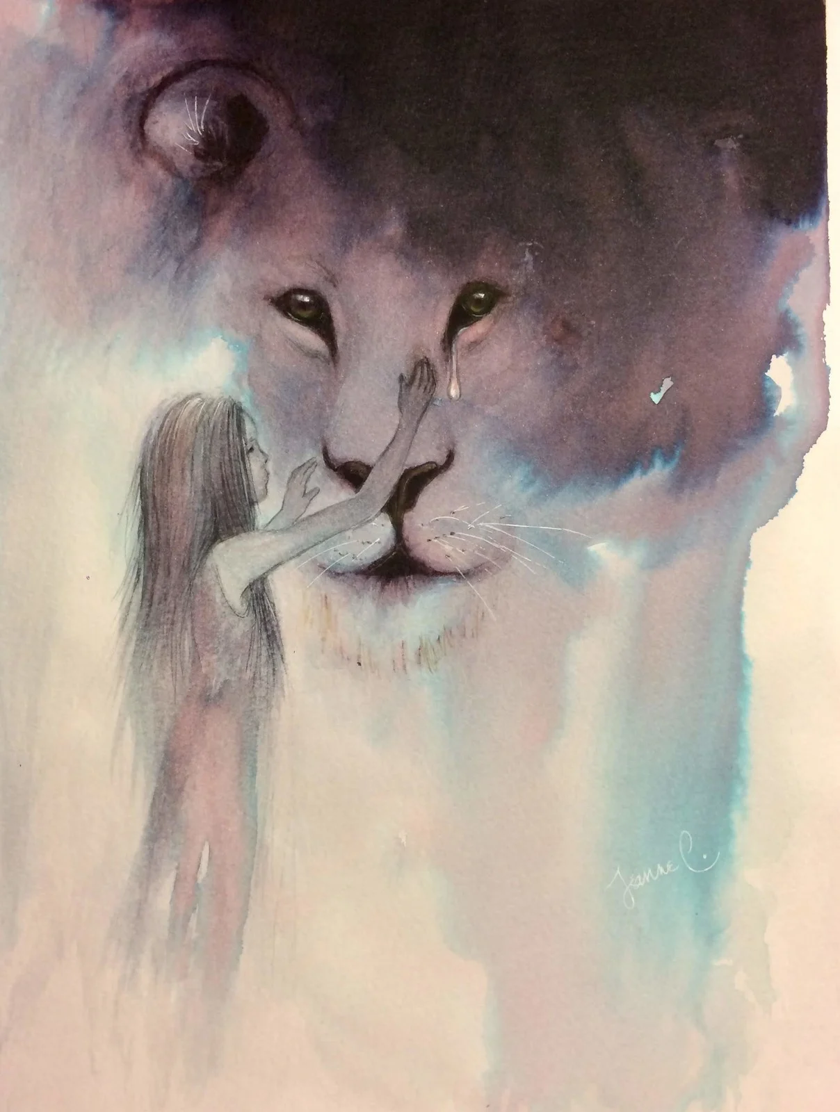 Akvarell Comfort for a king av Jeanne Claesson