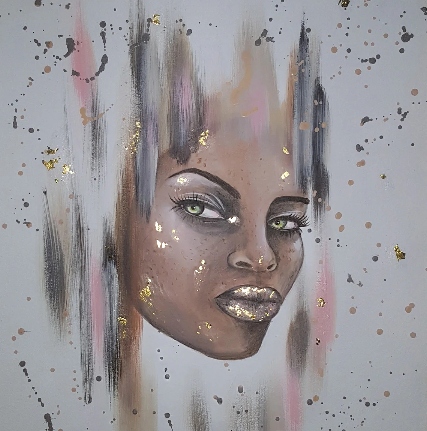 Akrylmålning Afrikansk kvinna av Ingrid Alm