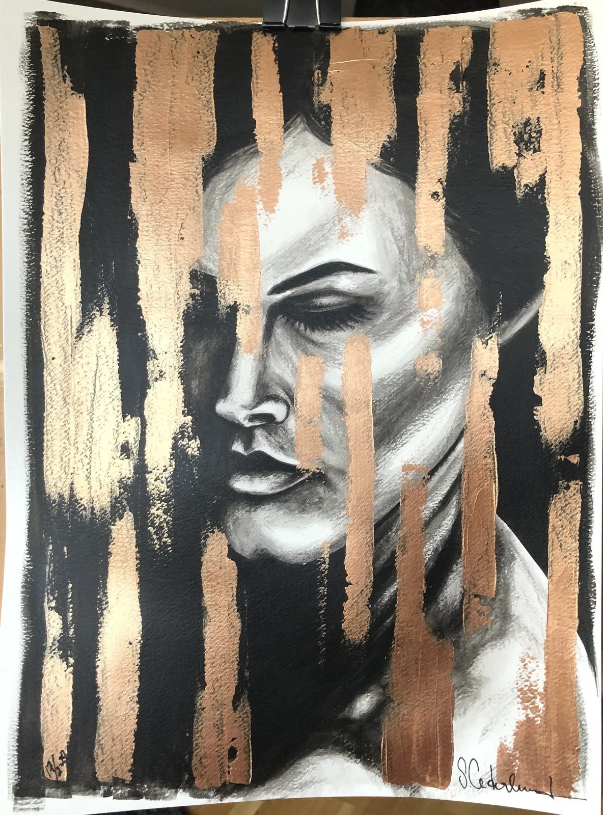 Akrylmålning Golden Rain av Susanne Cederlund