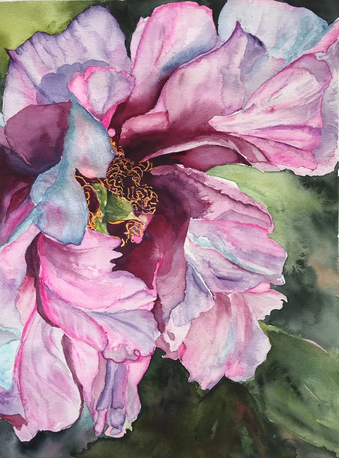 Akvarell Färgstark blomma av Ewa Helzen