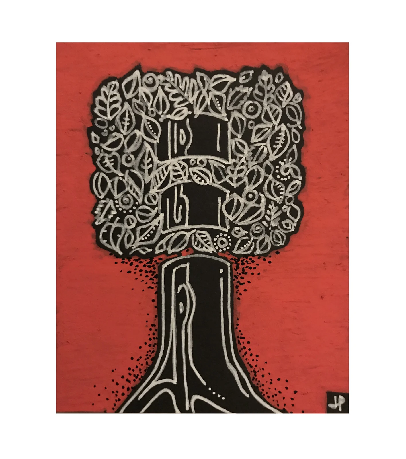 Akrylmålning Miniatyrträd 1 av Lotta Pressfeldt