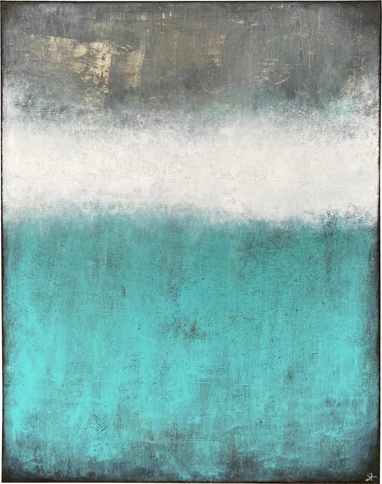Akrylmålning No. 200201, Green Mist II av Stellan Fine Art