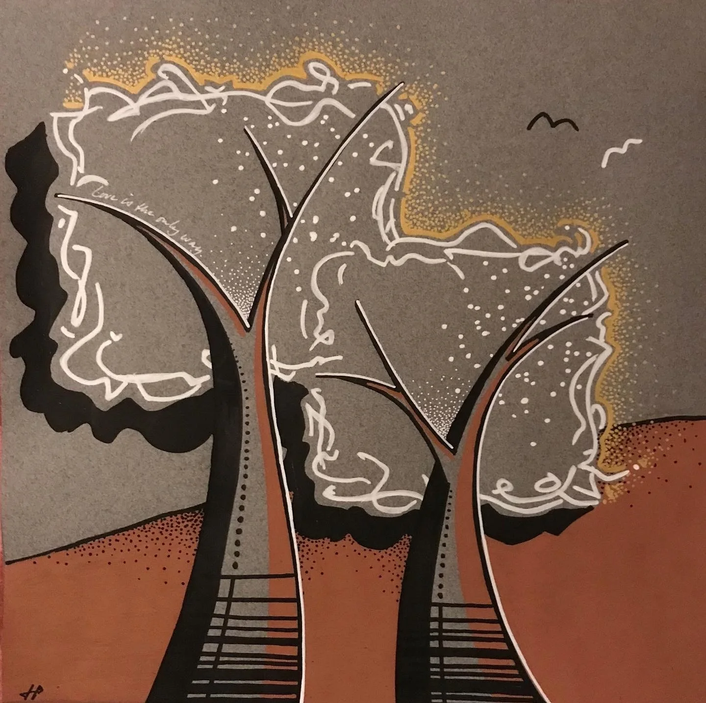 Akrylmålning LOVE IS THE ONLY WAY av Lotta Pressfeldt