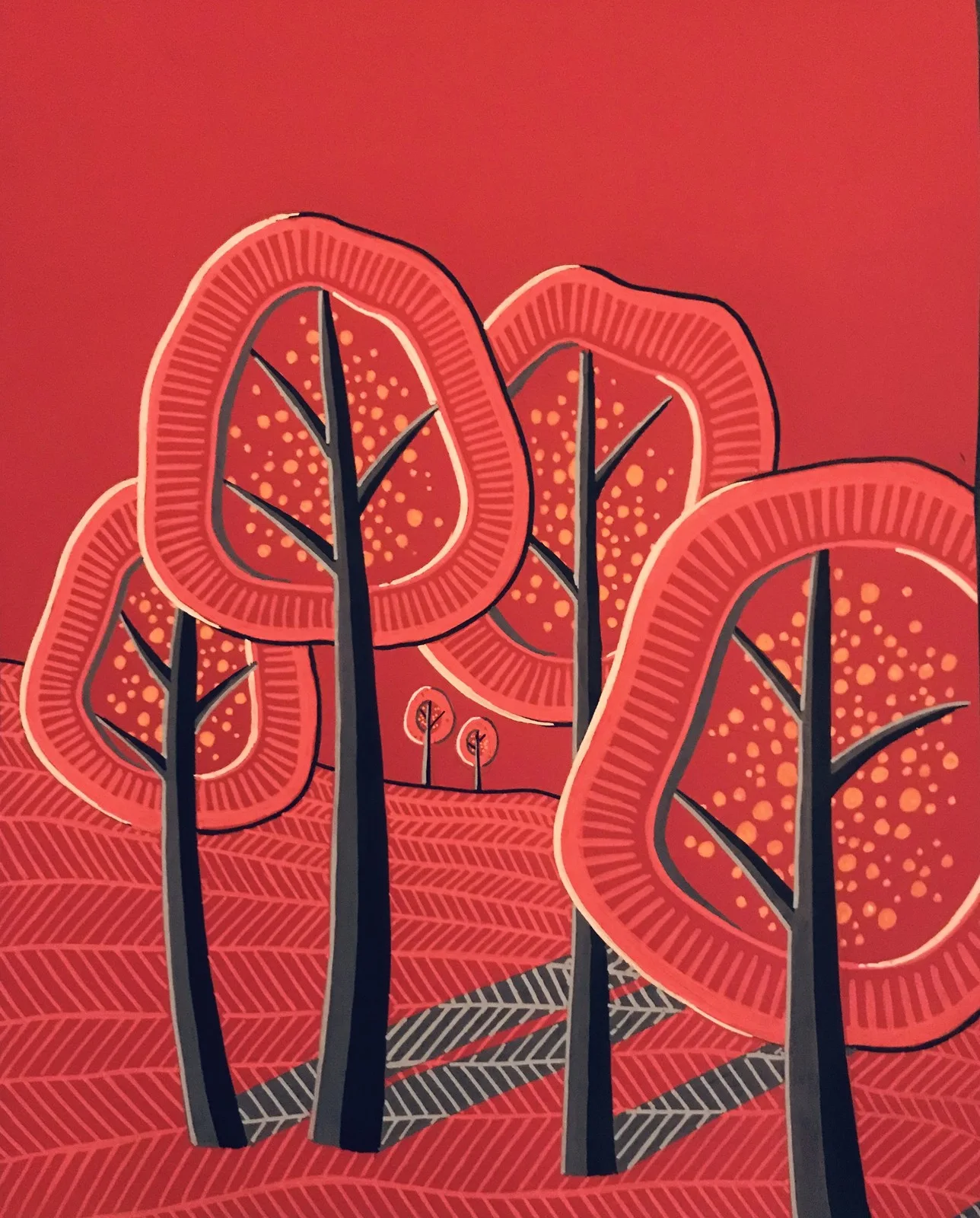 Akrylmålning BLOTT RÖTT av Lotta Pressfeldt