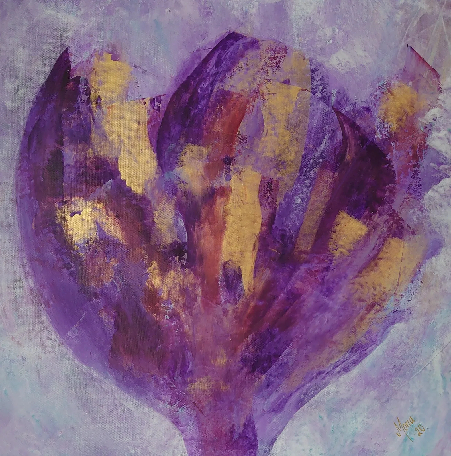 Akrylmålning Lila blomma av Mona Lindström