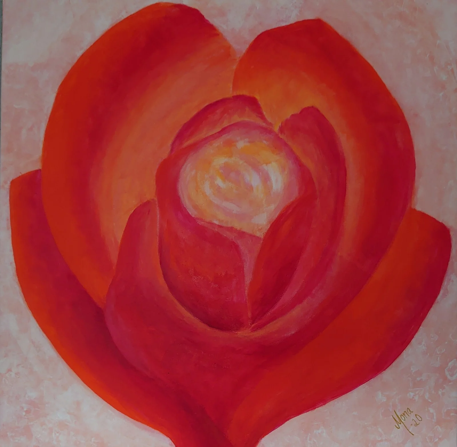 Akrylmålning Orange ros av Mona Lindström