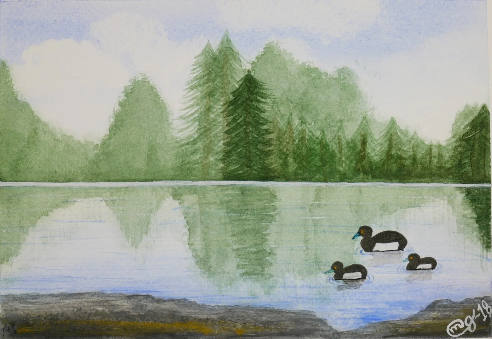 Akvarell Trisset av Michaela Gustafsson