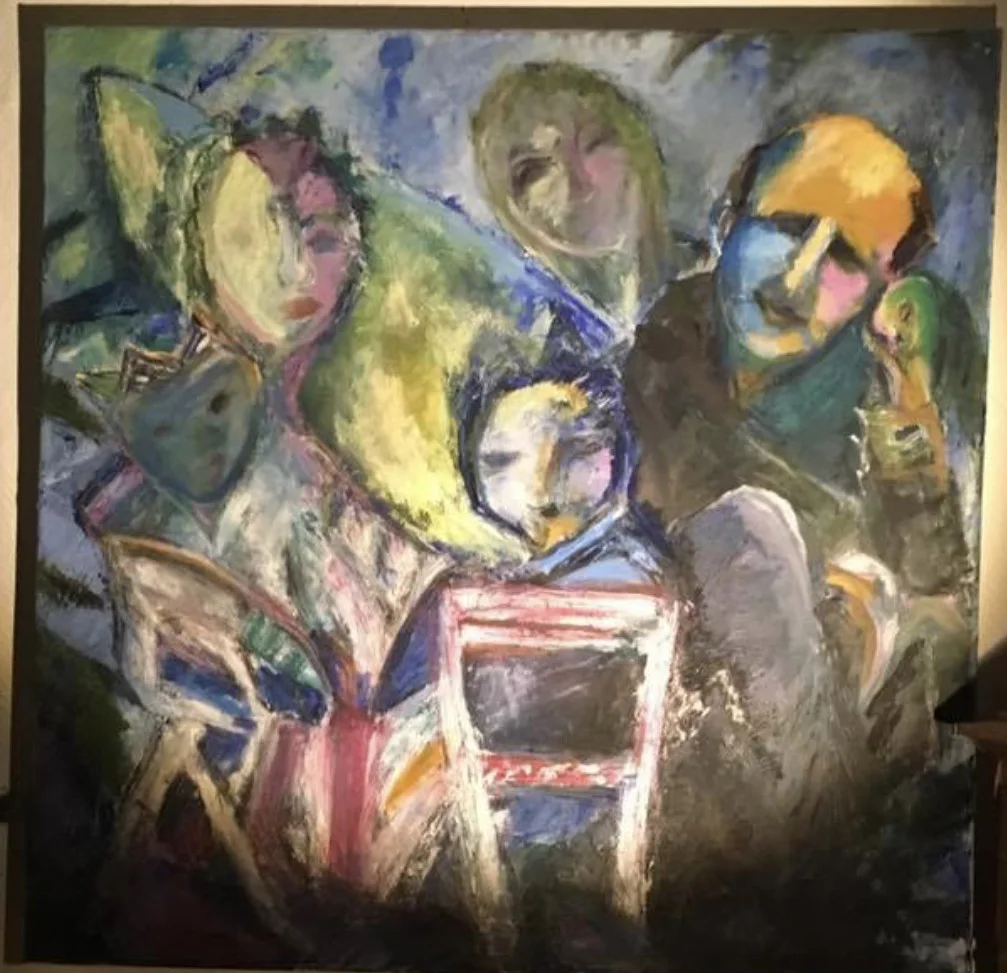 Oljemålning Family av Wha Shin Kang