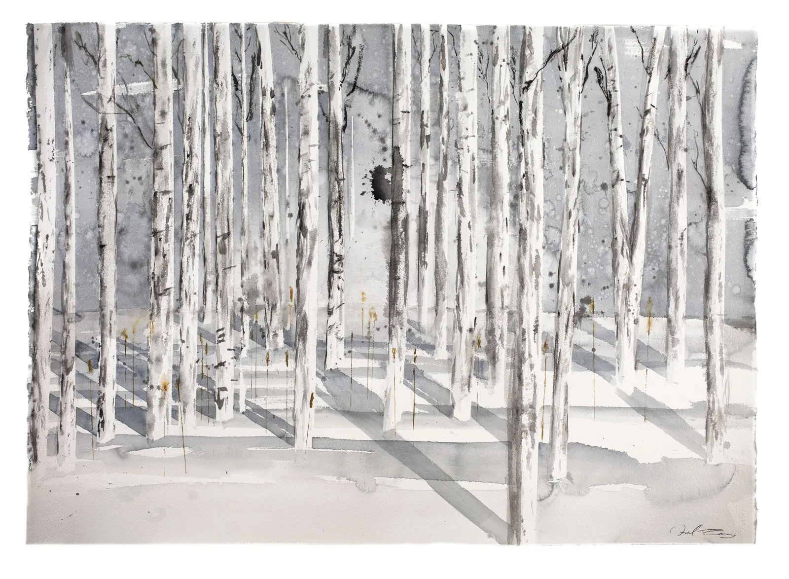 Akvarell Vinterskog II av Daniel Zausnig