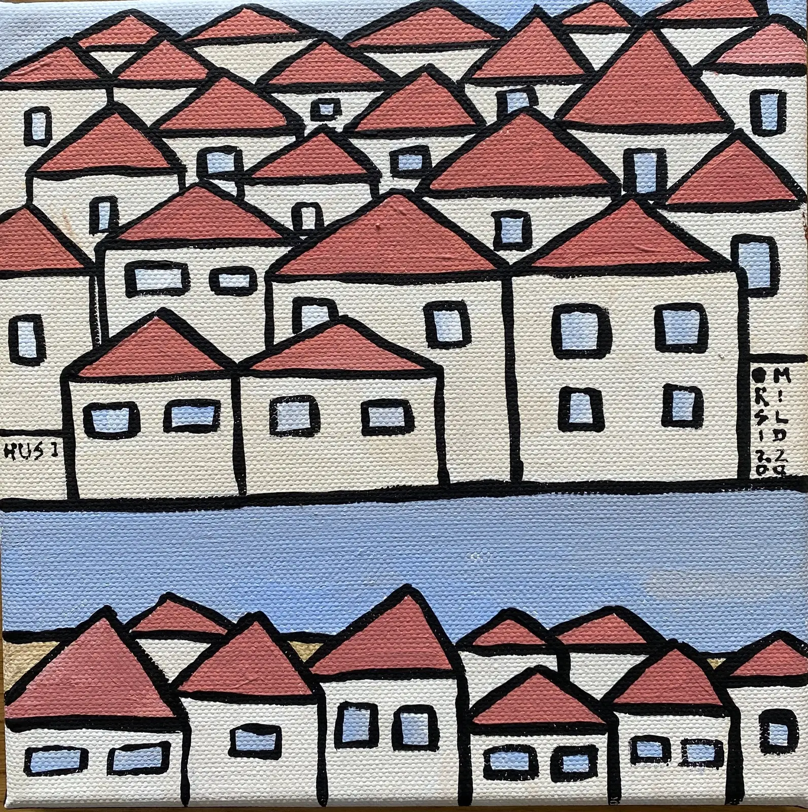 Akrylmålning Hus I av Orsi Mild