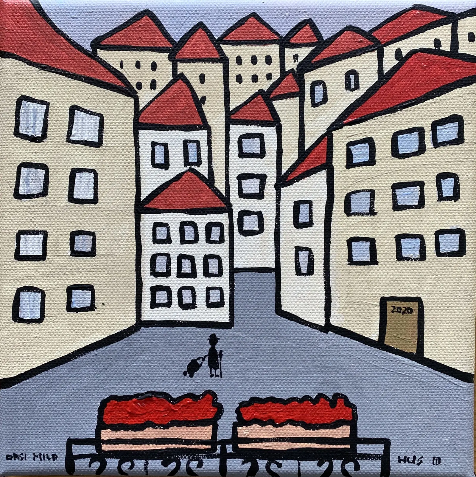 Akrylmålning Hus III av Orsi Mild