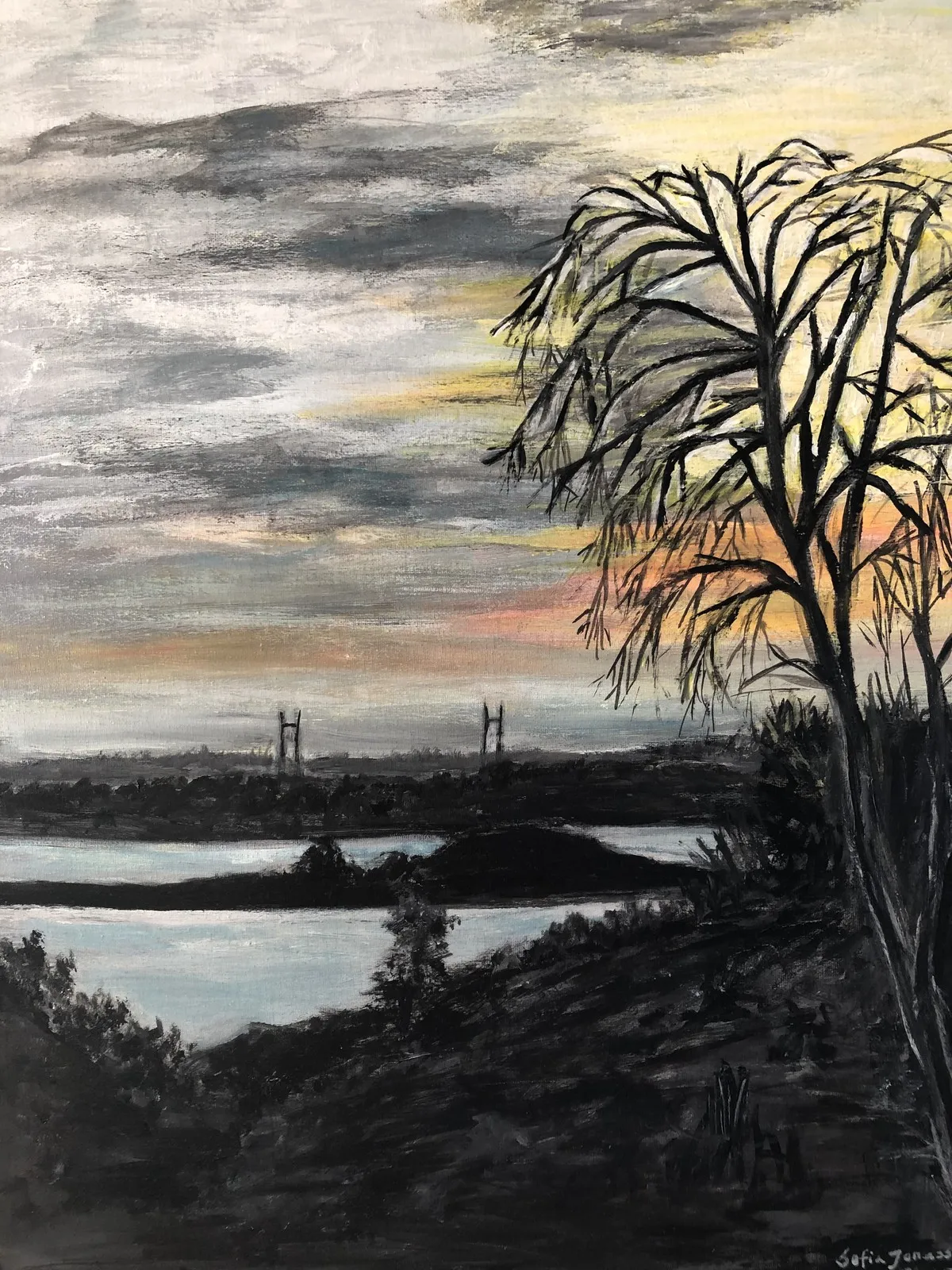 Akrylmålning Tidig morgon! av Sofia Jonasson