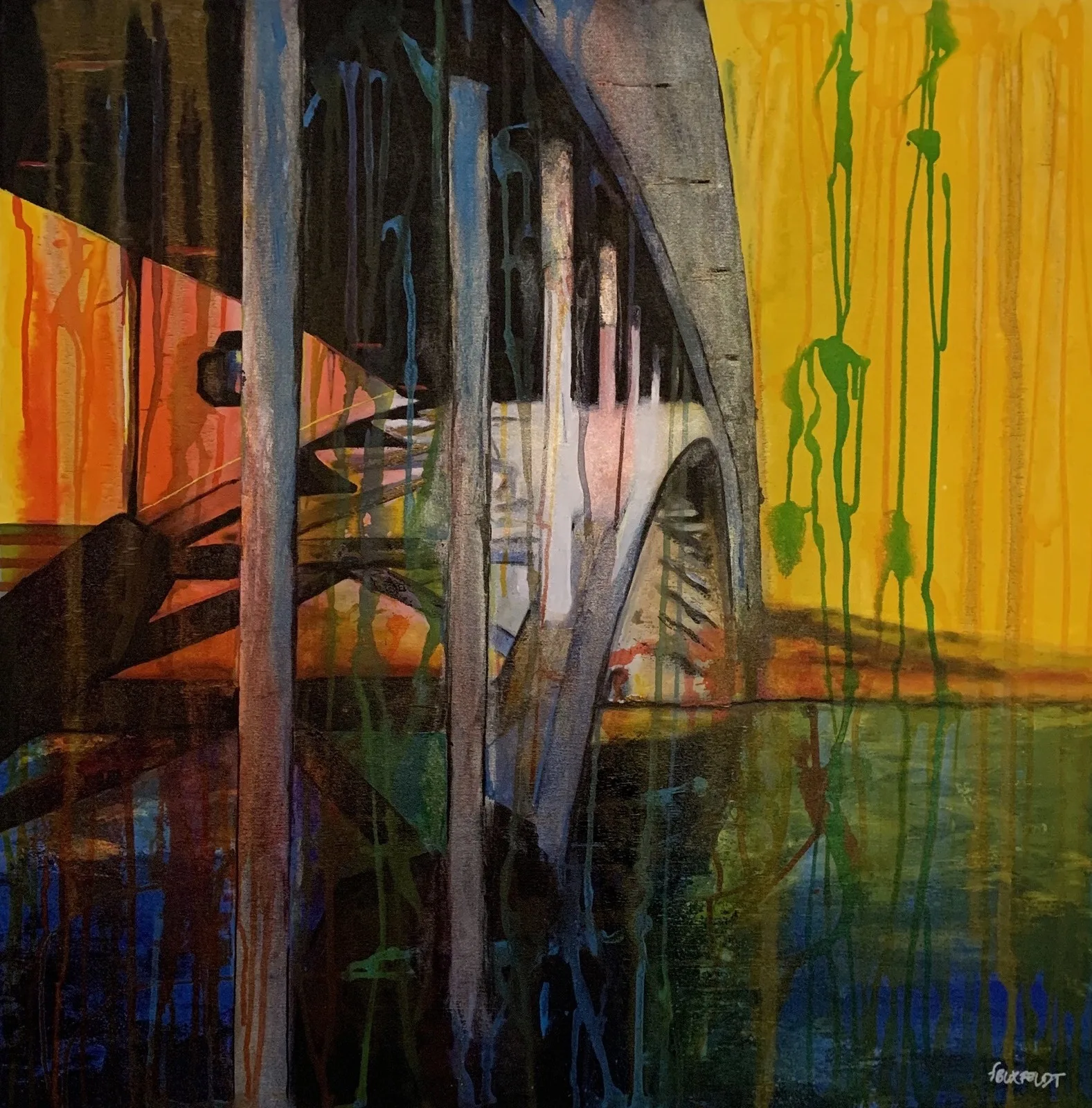 Akrylmålning Västerbron av Fredrik Buxfeldt