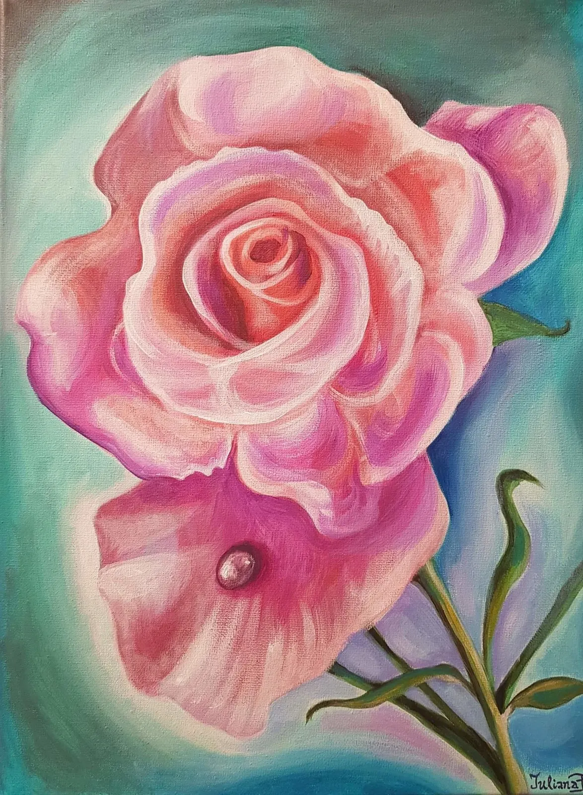 Akrylmålning Ros 2 av Juliana Boneva