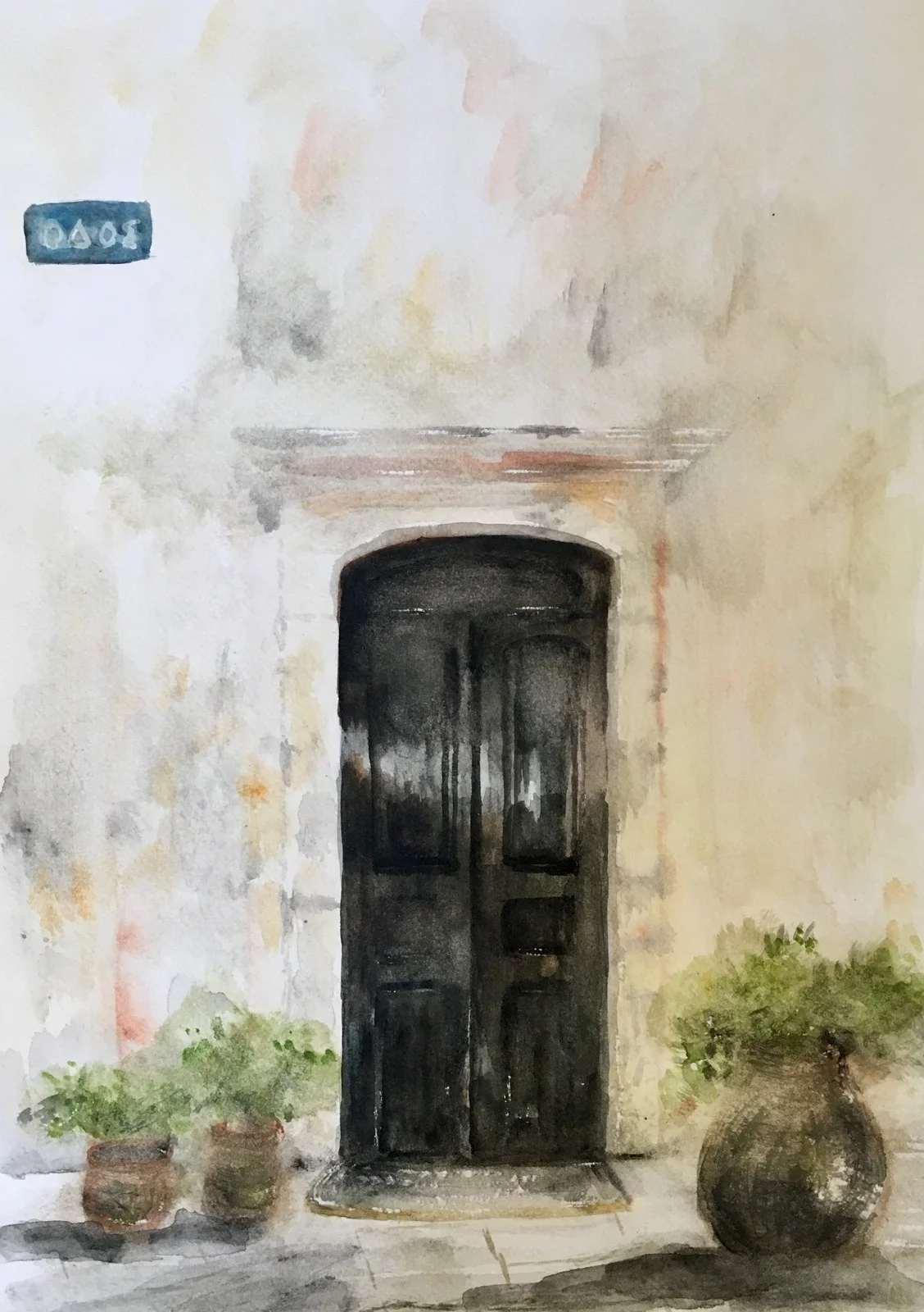 Akvarell Brun port av Gunilla Tuvin