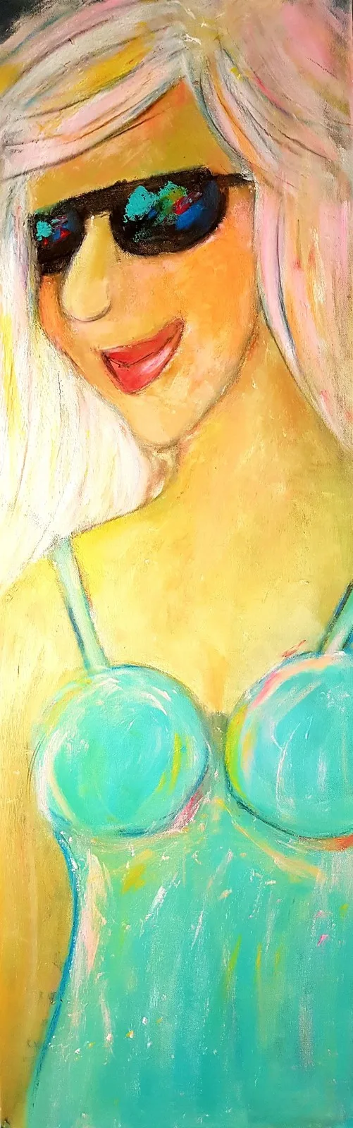 Akrylmålning Till stranden av Birgitta Jonsson Bijon Art