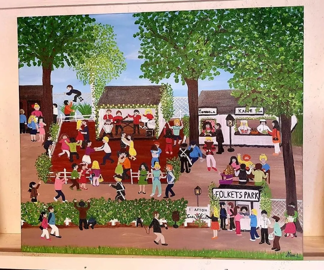 Akrylmålning Dans i Folkets Park. av Ninni LUNDVIK