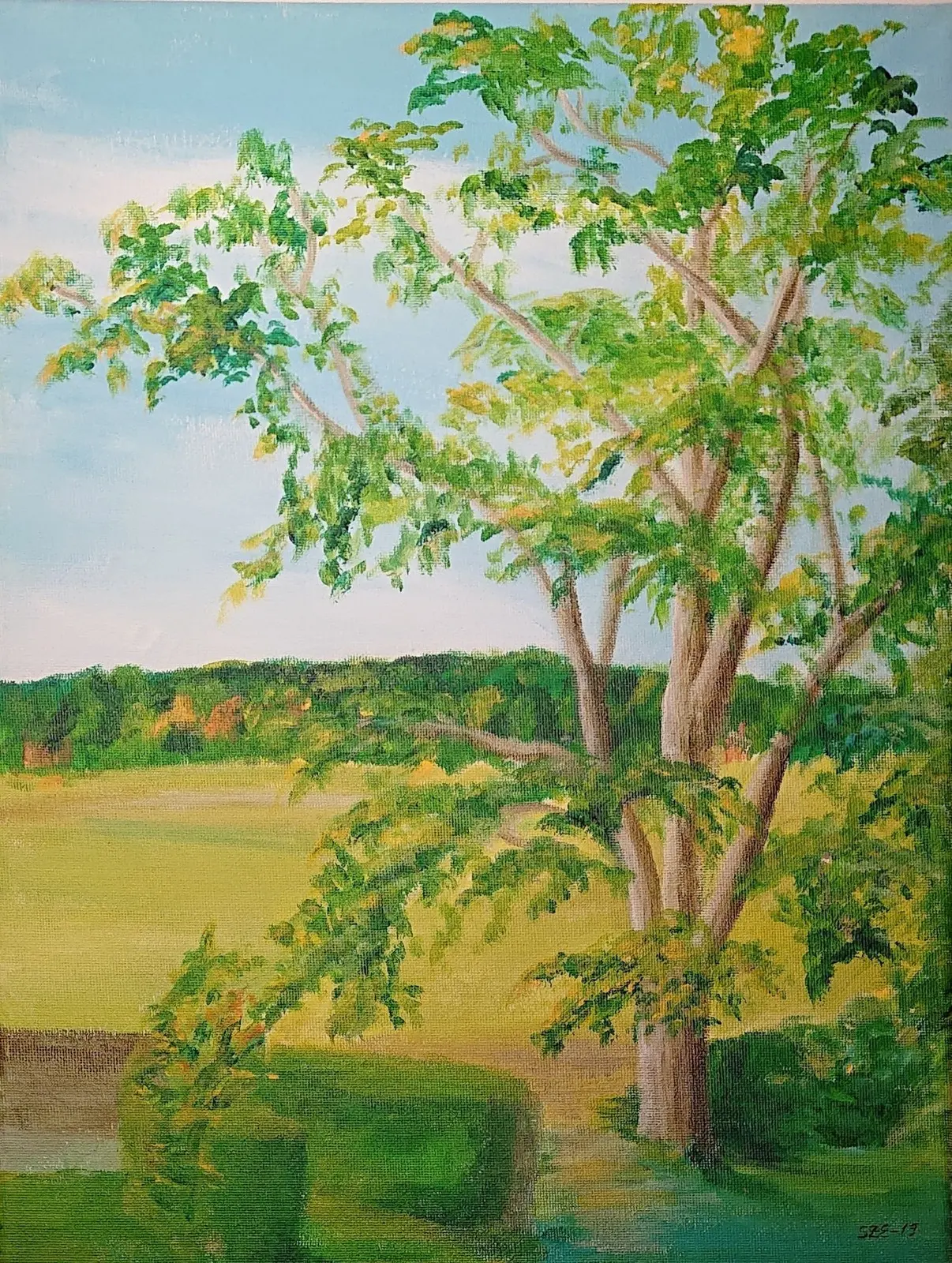 Akrylmålning Utanför 1700-talsfönstret av Sigrid Ehrenberg