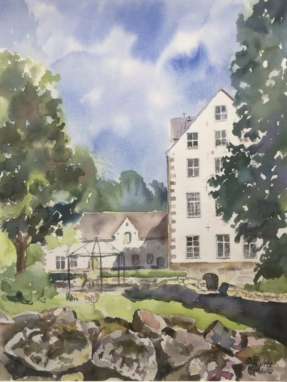 Akvarell Salnecke slott av Svitlana Vasylets