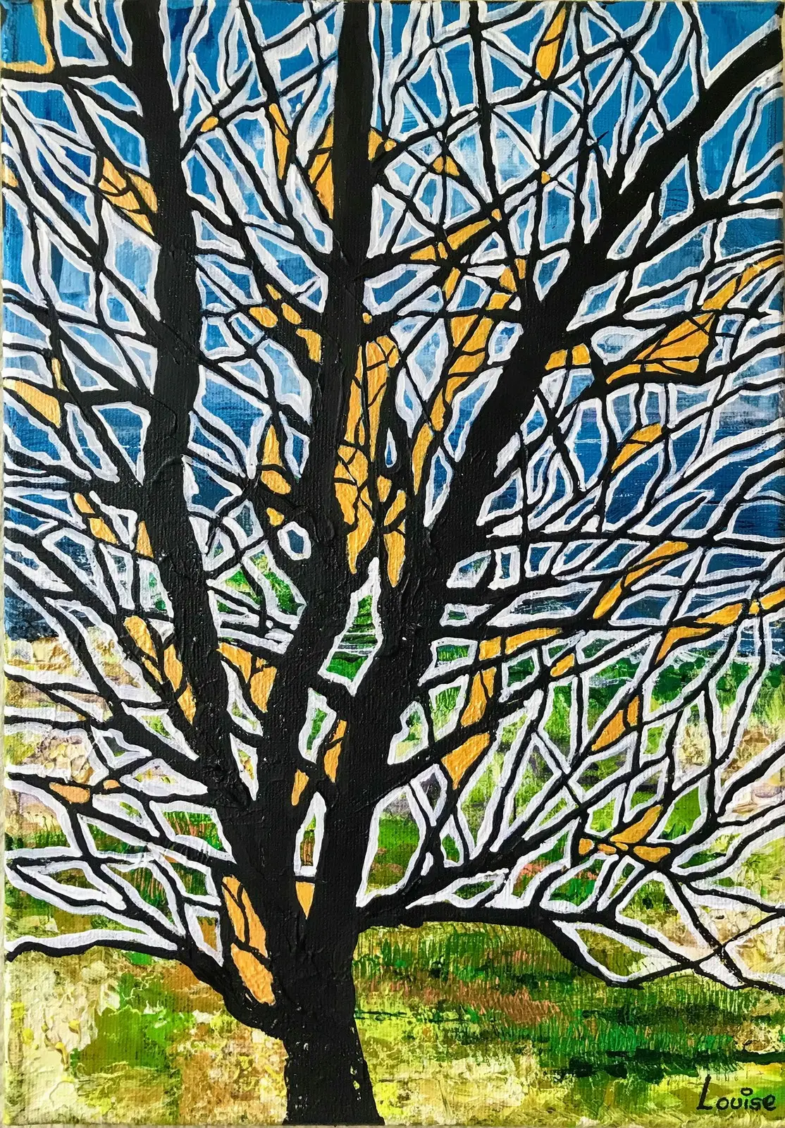 Akrylmålning Svart träd av Louise Östberg