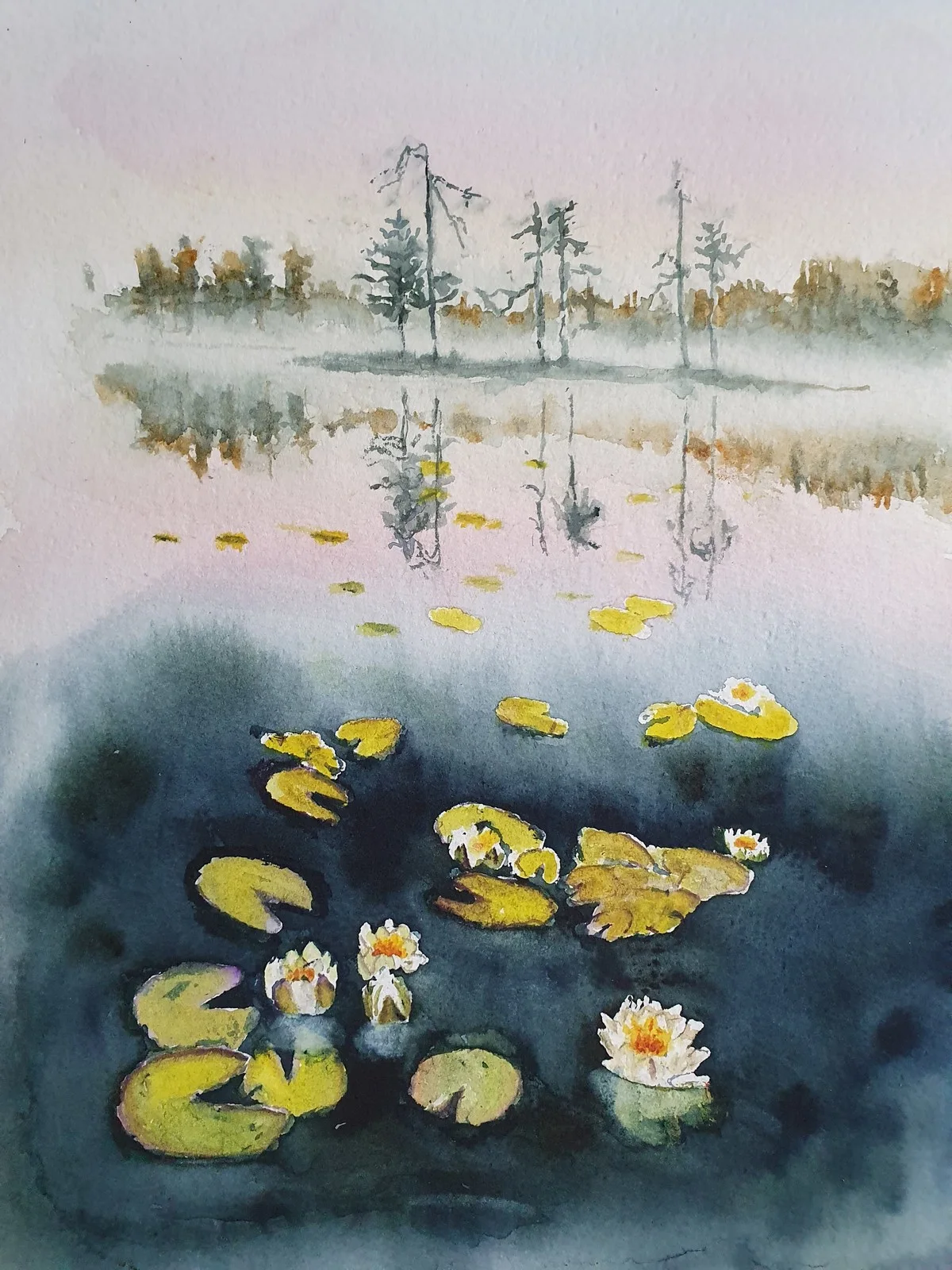 Akvarell Sommarkväll i polcirkeln av Into Särkelä