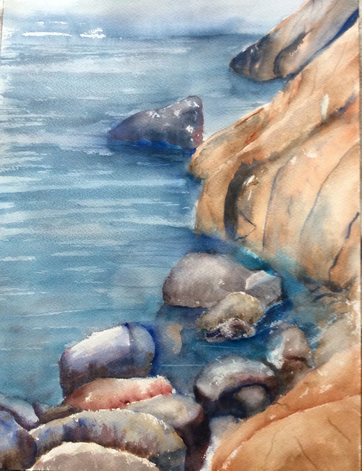 Akvarell Stenar och klippor på Västkusten. av Margareta Mattsson