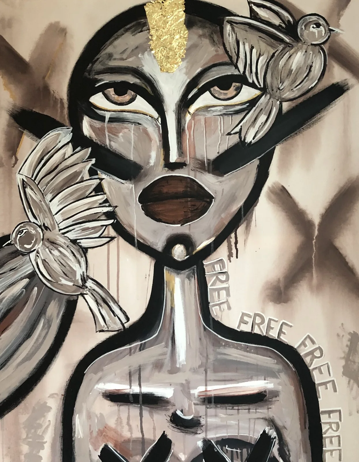 Akrylmålning X av Michaela Lundin