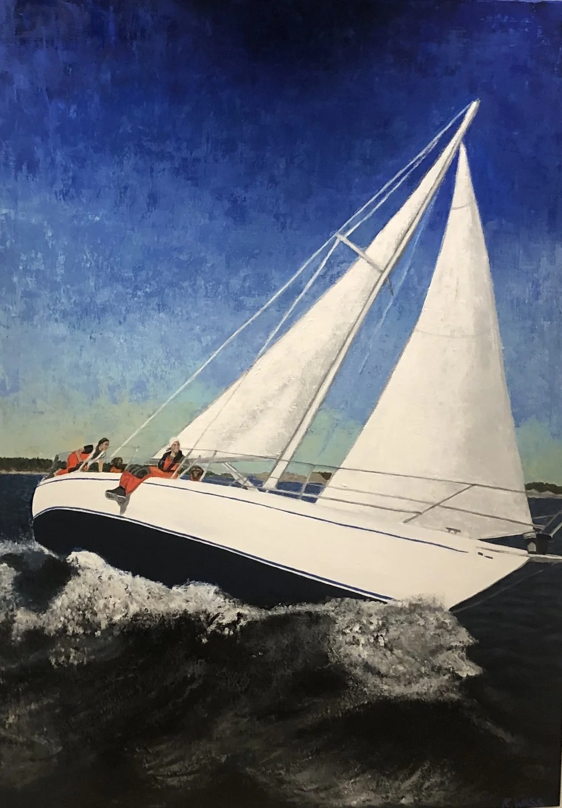 Akrylmålning Segelbåt av Karin Wass