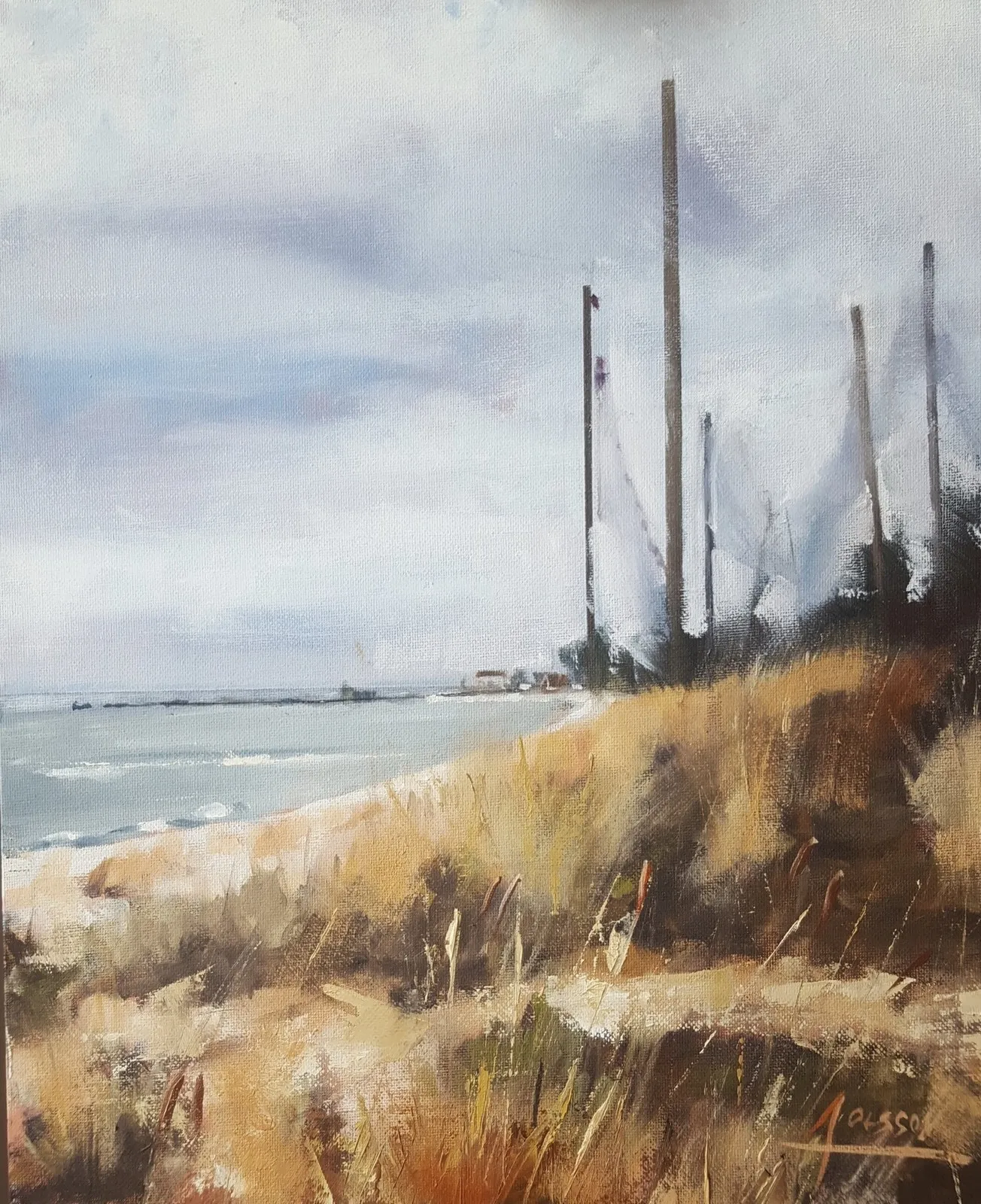 Oljemålning Åhus Fiskenät av Anders Olsson