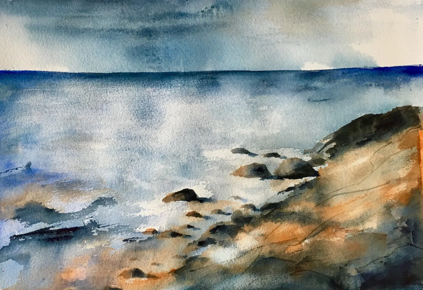 Akvarell Granithällen av Gunilla Tuvin