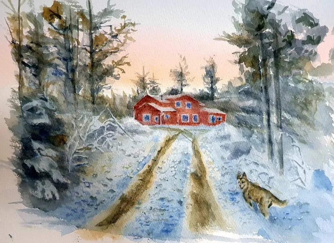 Akvarell Skymning 2 av Into Särkelä