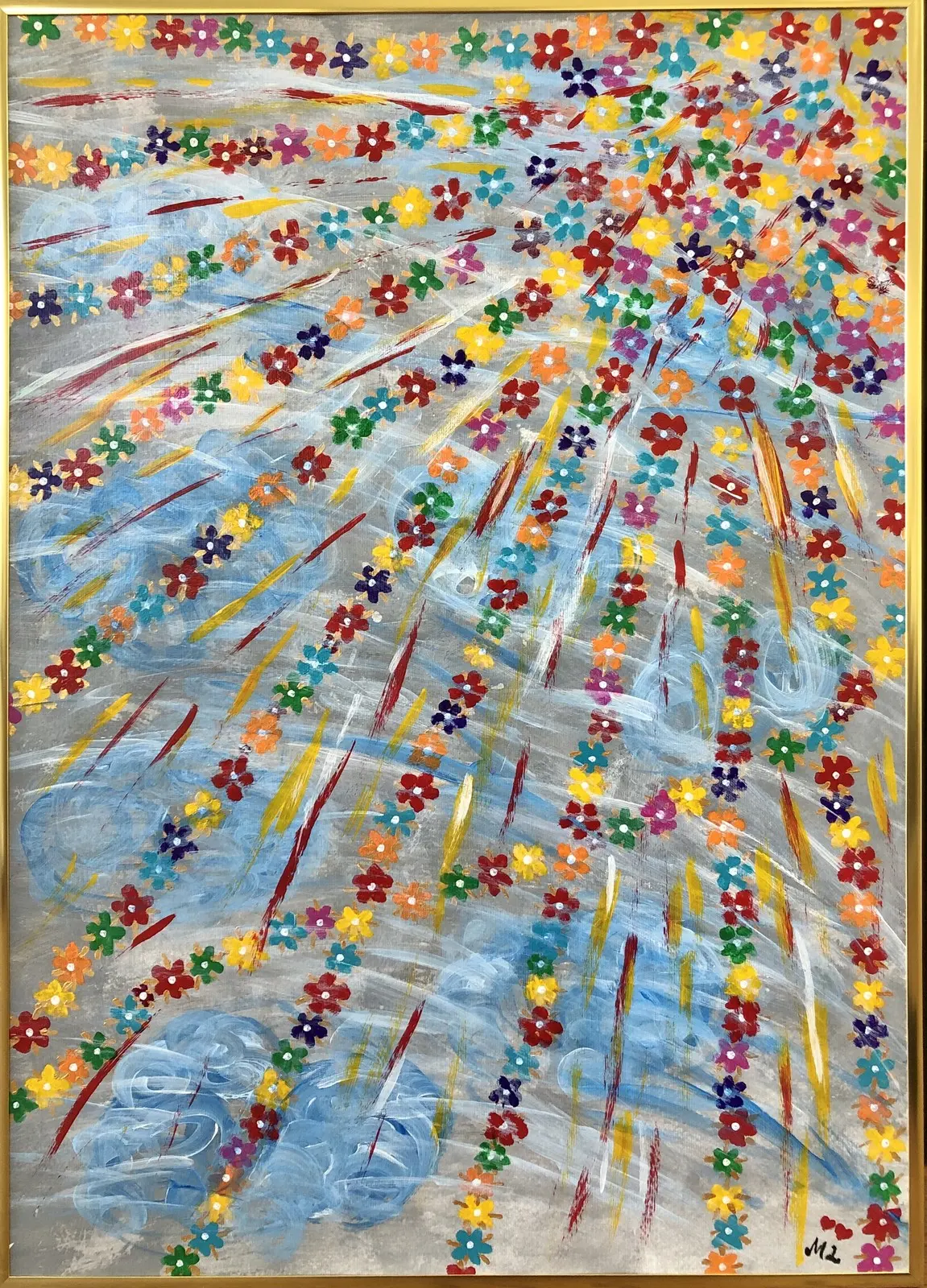 Akrylmålning Blomstersol av Malin Lindstedt