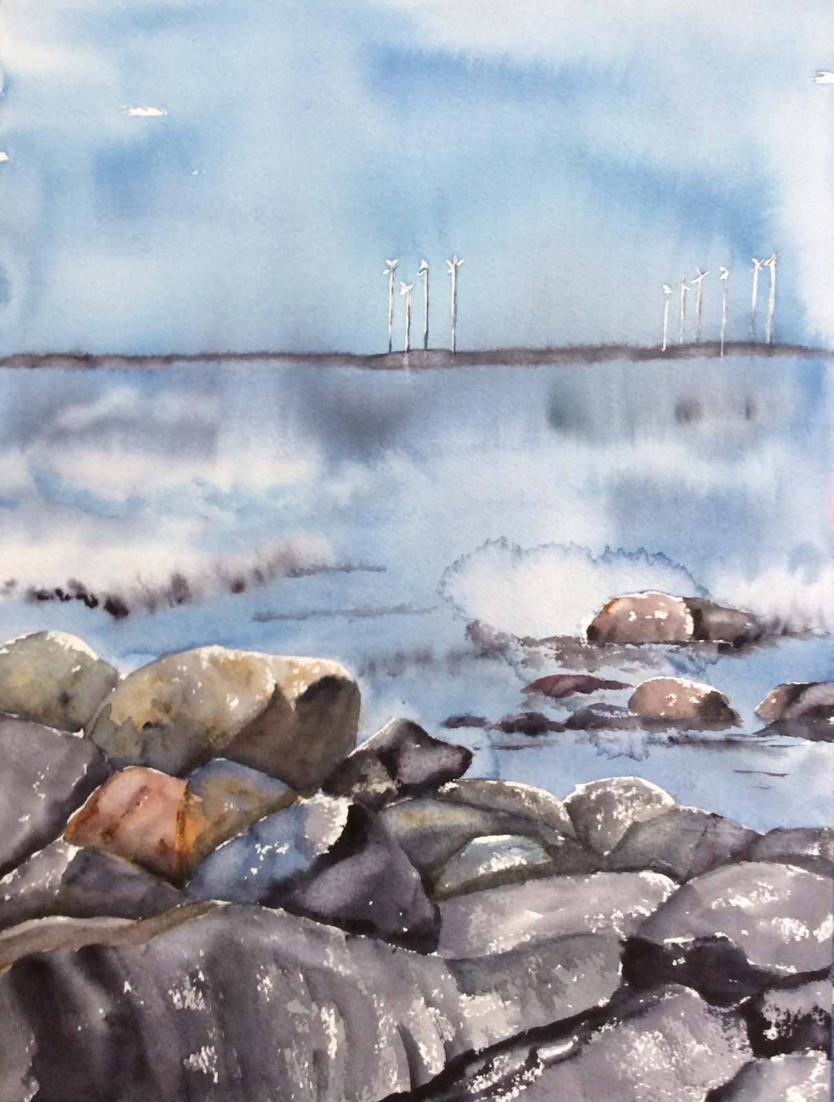 Akvarell Hammarö sydspets av Margareta Mattsson