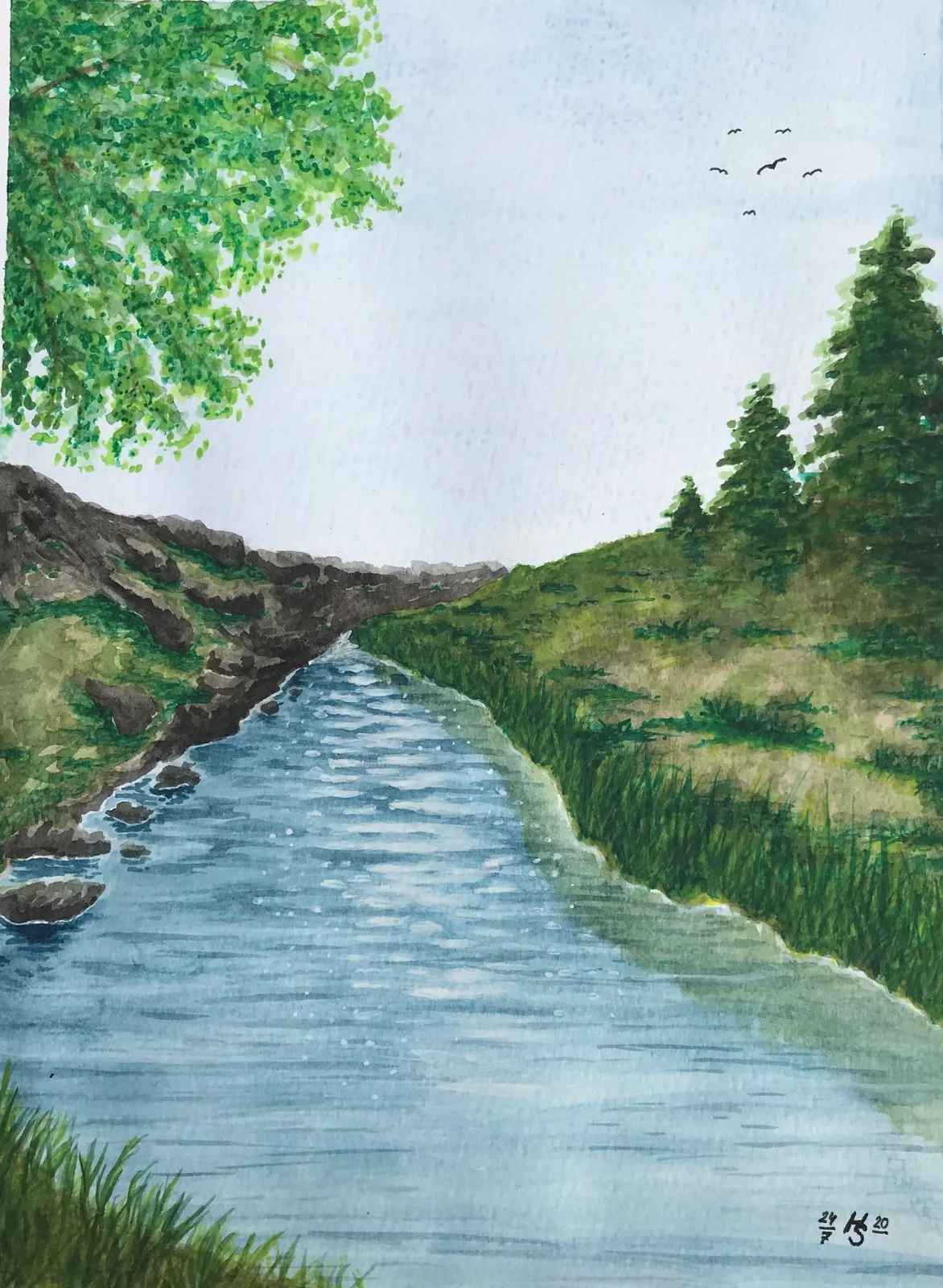 Akvarell Fjällbäcken av Henrik Stenman