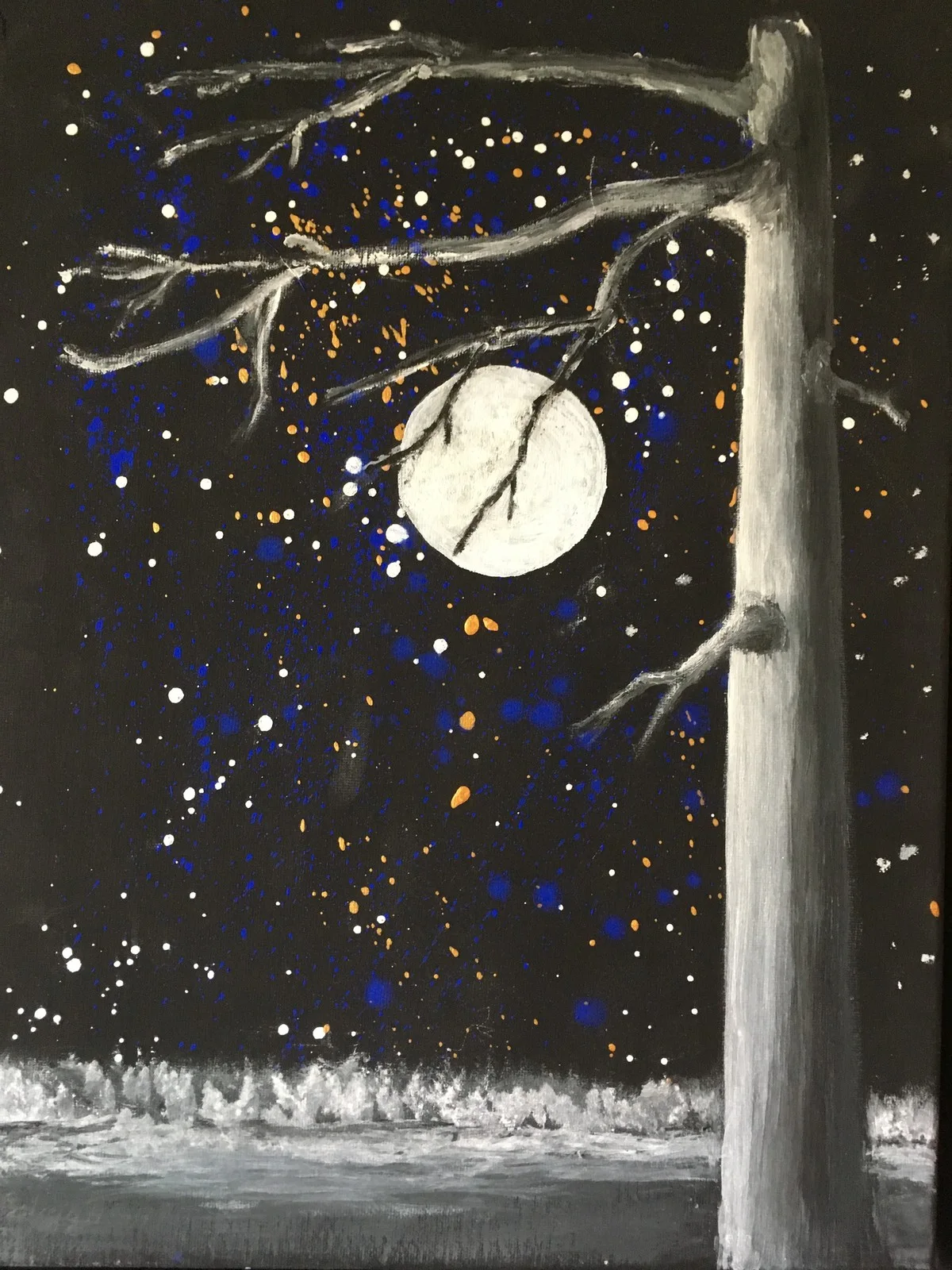 Akrylmålning Nattskog av Solveig Haugen