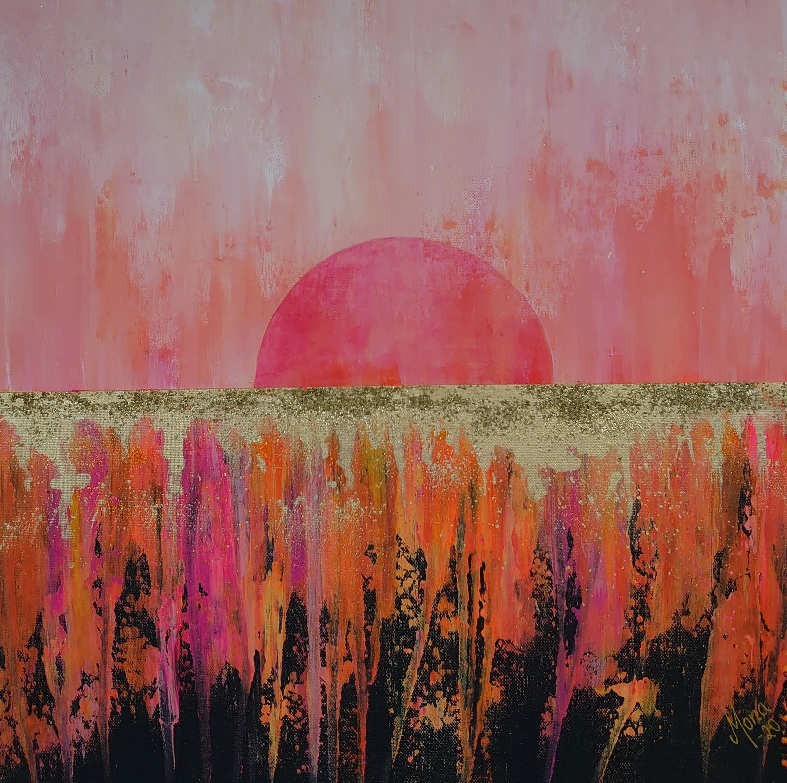 Akrylmålning Rosa klot av Mona Lindström