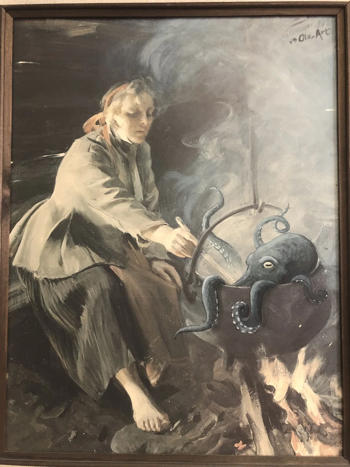 Oljemålning Mors bläckfisk-spa blev aldrig någon riktig succé av Ola Art