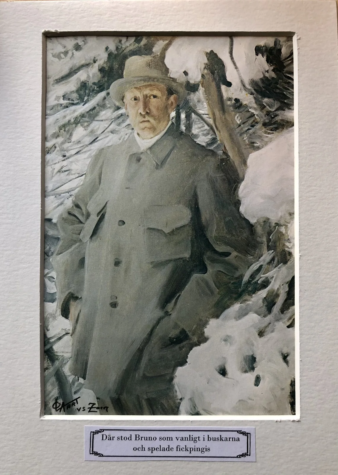 Där stod Bruno som vanligt i buskarna och spelade fickpingis av Ola Art