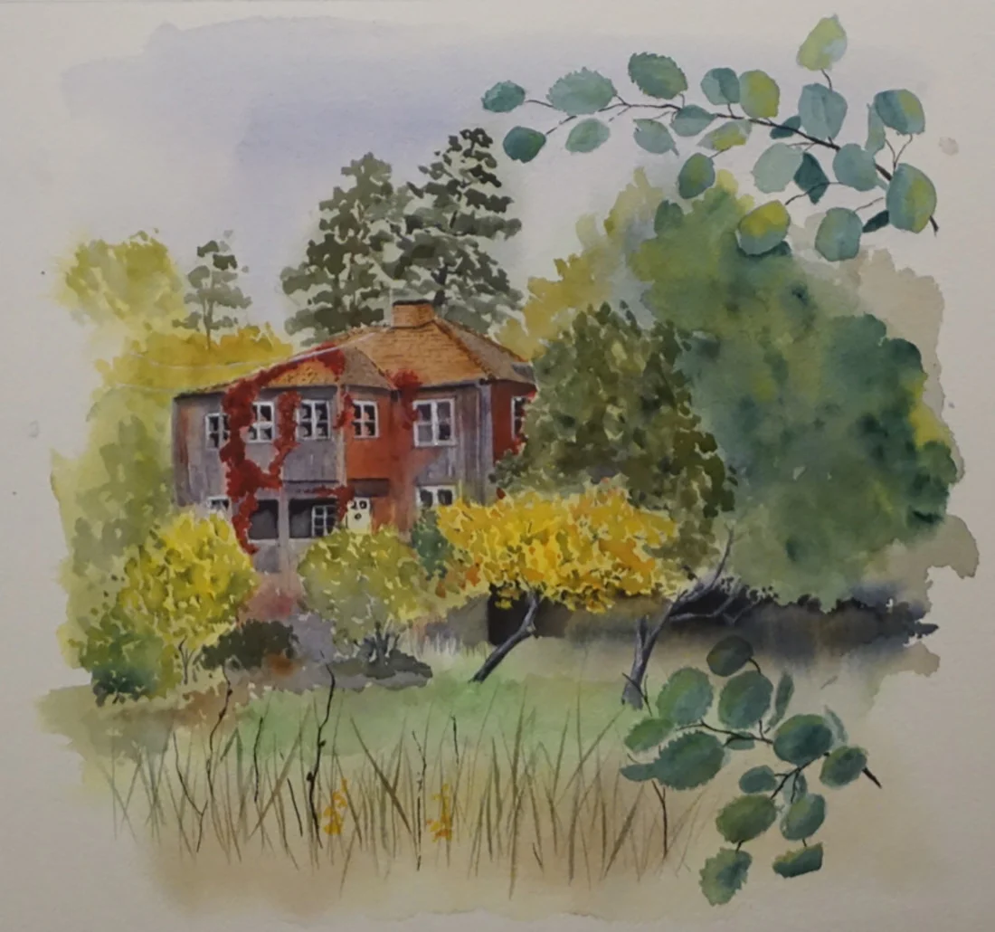 Akvarell Kyrkviken av Cecilia Alvthin